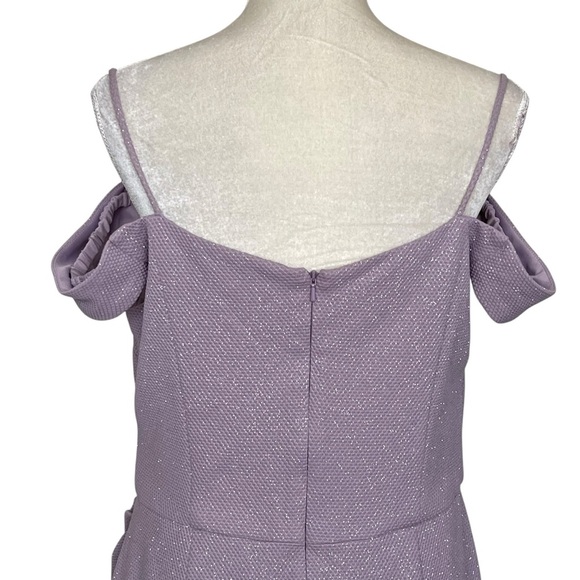 David’s Bridal Oleg Cassini Off The Shoulders Glitter Knit Sheath Dress Size 14 - Picture 8 of 12